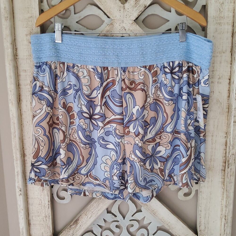 No Comment Women's Junior Paisley Crochet Band Pullon Shorts in Moonlight Purple